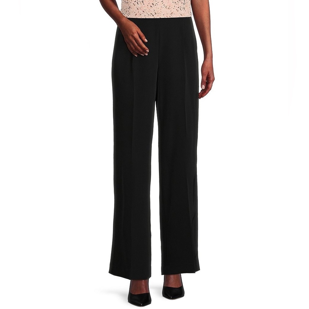 AK Anne Klein Women's Casual‎ Loose High Rise Wide Leg Side Zip Pant Black Sz 12